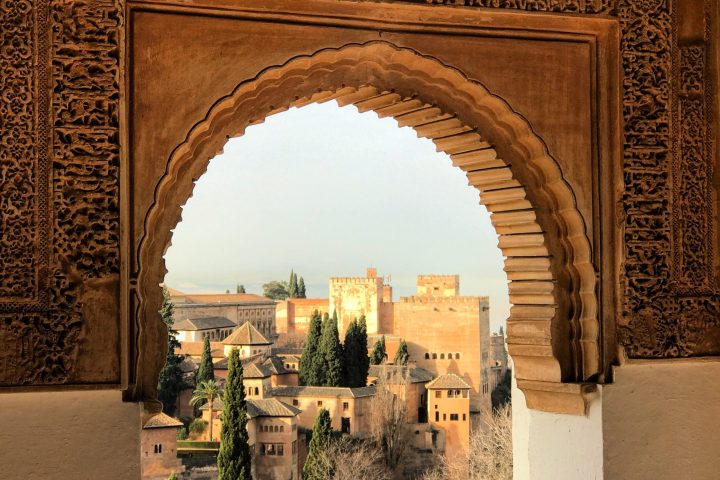 a view of a stone building